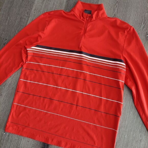UNDER ARMOUR Coldgear Loose 1/4 Zip Pullover Red Striped Medium Sweater - Picture 2 of 6